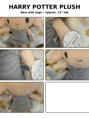 Harry Potter Plush Dobby Elf Plushie crinkle play NWT baby
